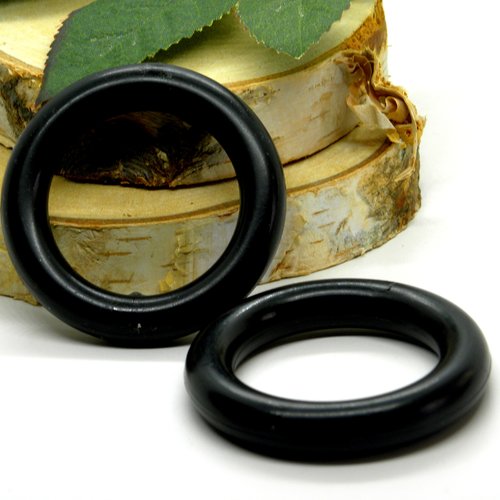 Anneau en plastique noir, gros anneaux rond acrylique, anneau de dentition 57 mm