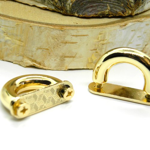 2 connecteurs de sac à anneau en d en métal, 2 pièces, boucles d'ancrage, pont en arc avec vis, crochets de cintre, artisanat en cuir