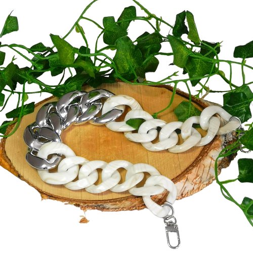 Poignée chaîne de sac, poignée chaîne gourmette acrylique, chaine anneau mousqueton,