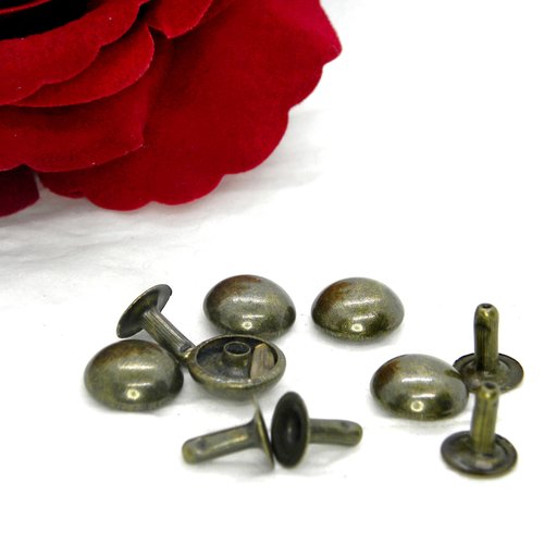 Attache rivet  rond et bombé , rivets ronds et plats couleur bronzes