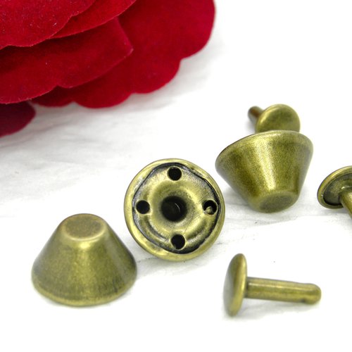 Attache rivet  rond et bombé , rivets ronds et plats couleur bronzes