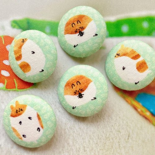5 boutons recouvert en tissu kawaii hamster animaux 2.8 cm