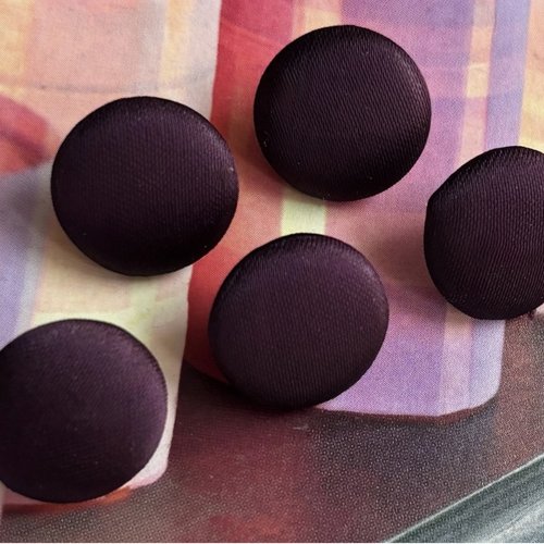 5 boutons recouvert en tissu satin costume robe de mariée mariage violet foncé