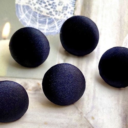 5 boutons recouvert en tissu satin costume robe de mariée mariage bleu marine