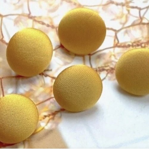 5 boutons recouvert en tissu satin costume robe de mariée mariage jaune doré beige