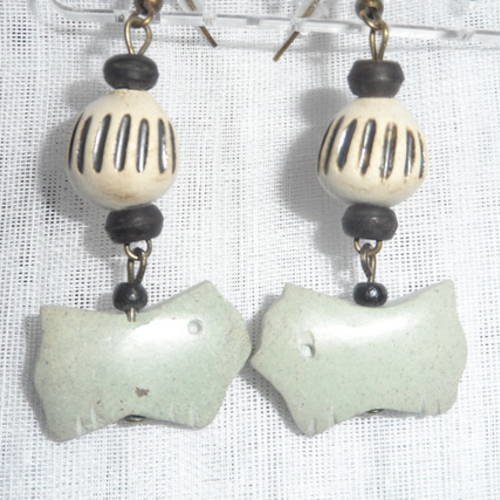 Boucles d'oreilles ethniques en céramique et pierre " kandy " 