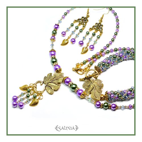 Collier "sara" esprit art nouveau cristal perles nacrées (#c6 p5)