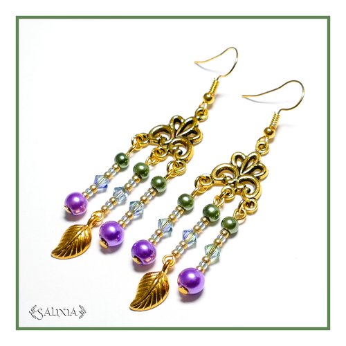 Boucles d'oreilles "sara" cristal perles nacrées crochets acier inoxydable doré (#bo1 p5)