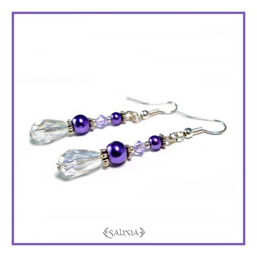 Boucles d'oreilles "gabriella" cristal perles nacrées crochets en acier inoxydable (#bo8 p6)
