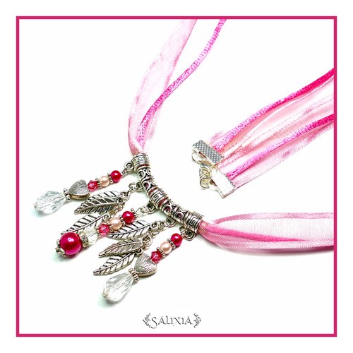 Collier rosanna cristal perles nacrées et ruban organza (#c9 p8)