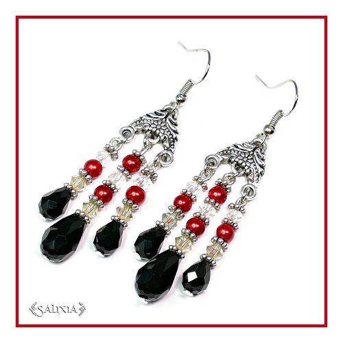 Boucles d'oreilles "valentina" cristal perles nacrées crochets en acier inoxydable (#bo17 p15)