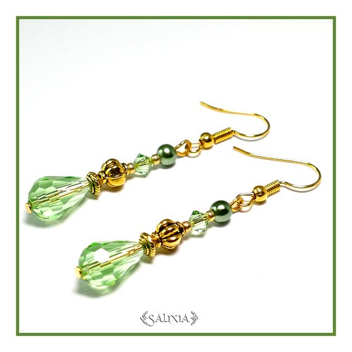 Boucles d'oreilles "valeria" cristal perles nacrées crochets acier inoxydable doré (#bo27 p24)