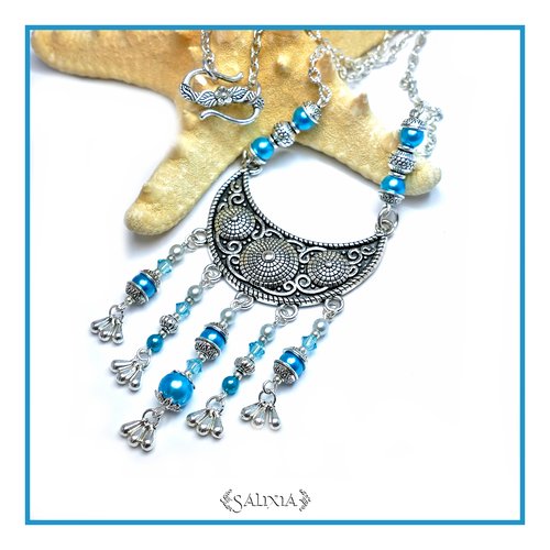 Collier "ivana" esprit viking cristal perles turquoise (#c23 p22)