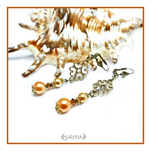 Boucles d'oreilles "svetlana" cristal perles nacrées dormeuses ou crochets au choix (#bo23 p20)