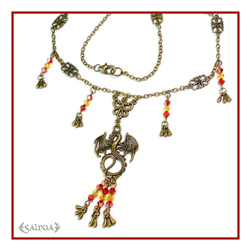 Collier "serena" games of throne esprit du dragon cristal et bronze (#c20 p19)