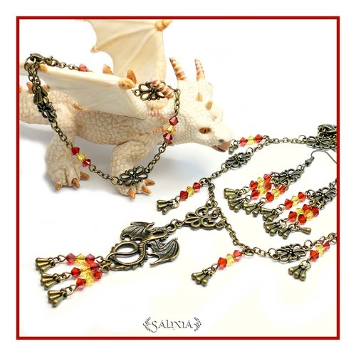 Collier "serena" games of throne esprit du dragon cristal et bronze (#c20 p19)