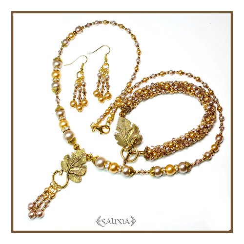 Collier "silvana" esprit art nouveau cristal perles nacrées (#c11 p10)
