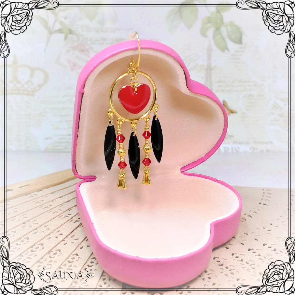 Boîte cadeau bijoux coeur aspect cuir rose 8x8x3cm (#bt1) - Un