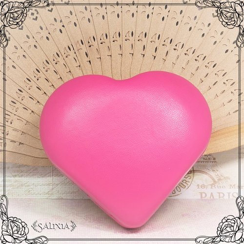 Boîte cadeau bijoux coeur aspect cuir rose 8x8x3cm (#bt1)