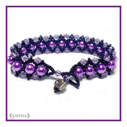 Bracelet "lilas " tissé à l'aiguille perles japonaises cristal violet clair perles violettes (#pl1)