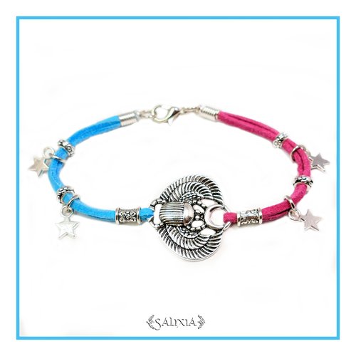 Bracelet scarabée doré inspiration égypte ancienne mousqueton acier inoxydable doré (#bc6)