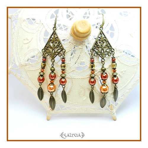 Boucles d'oreilles ethniques natalya cristal et perles nacrées crochets au choix (#bo30 p27)