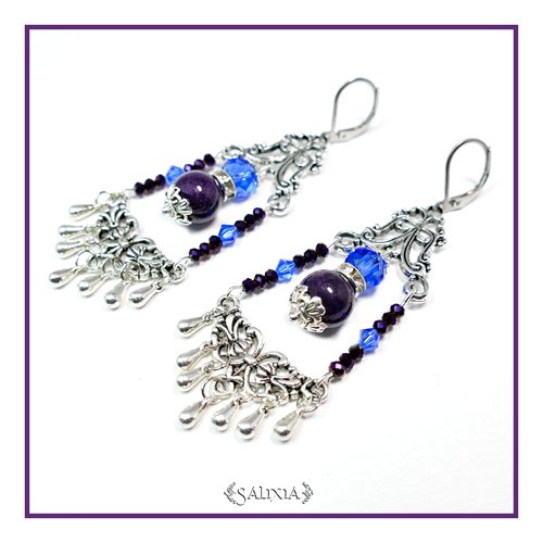 Boucles d'oreilles cristal et perles de jade dormeuses ou crochets en acier inoxydable au choix (#bo60)