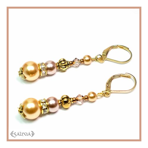 Boucles d'oreilles "silvana" cristal perles nacrées dormeuses ou crochets en acier inoxydable doré (#bo22)