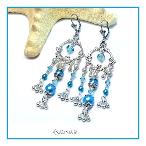 Boucles d'oreilles "ivana" cristal perles nacrées dormeuses ou crochets au choix (#bo25 p22)