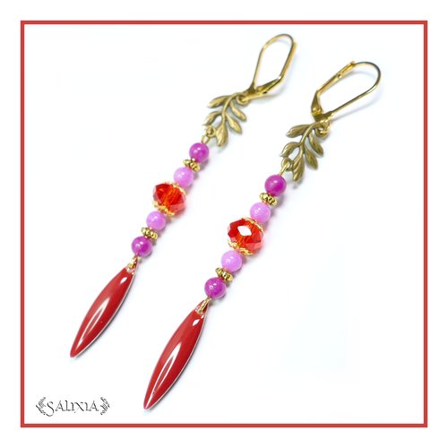 Boucles d'oreilles cristal et perles de jade au choix dormeuses ou crochets en acier inoxydable doré (#bo90)