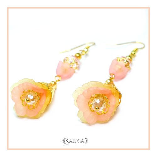 Boucles d'oreilles fleurs esprit lys d'un jour crochets en acier inoxydable doré (#bo-l5)