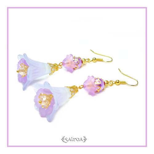 Boucles d'oreilles fleurs esprit d'iris crochets en acier inoxydable doré (#bo-l9)