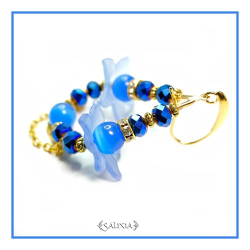Boucles d'oreilles fleurs oeil de chat choix des crochets (#bo-l23)