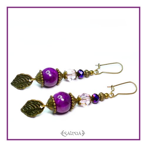 Boucles d'oreilles cristal perles de jade dormeuses ou crochets au choix (#bo93)