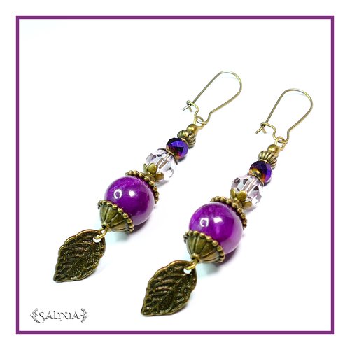 Boucles d'oreilles cristal perles de jade dormeuses ou crochets au choix (#bo93)