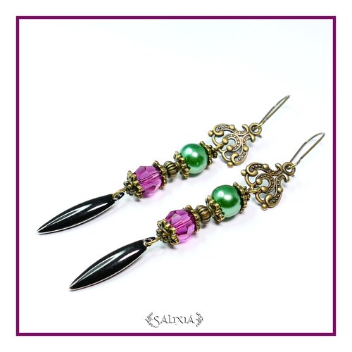 Boucles d'oreilles style baroque cristal et perles nacrées dormeuses ou crochets au choix (#bo94)