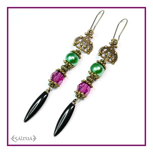 Boucles d'oreilles style baroque cristal et perles nacrées dormeuses ou crochets au choix (#bo94)