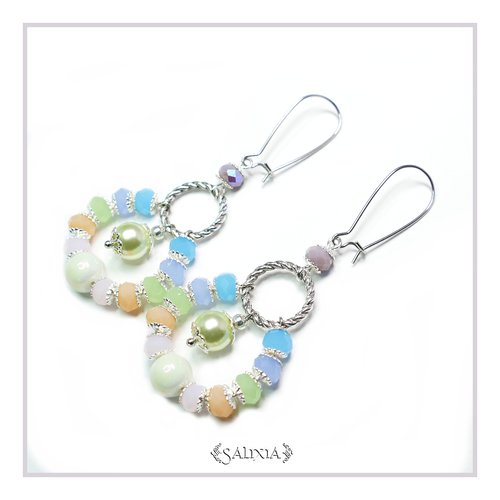 Boucles d'oreilles dégradé de tons pastel opale dormeuses ou crochets au choix (#bo100)