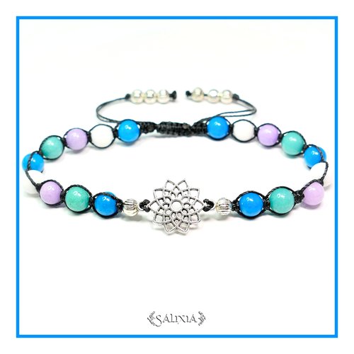 Bracelet tissage macramé perles de jade (#bc23)