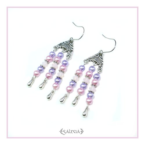 Boucles d'oreilles "shana" cristal perles nacrées crochets en acier inoxydable (#bo106 p42)