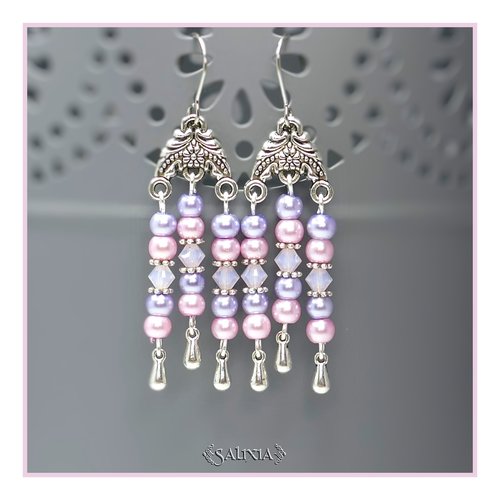 Boucles d'oreilles "shana" cristal perles nacrées crochets en acier inoxydable (#bo106 p42)