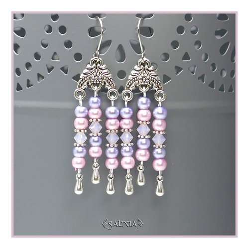Boucles d'oreilles "shana" cristal perles nacrées crochets en acier inoxydable (#bo106 p42)