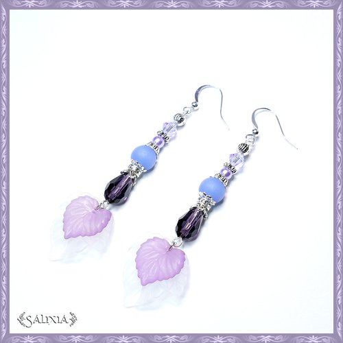 Boucles d'oreilles cristal, perles sea glass crochets en acier inoxydable(#bo113)