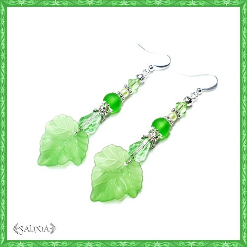 Boucles d'oreilles cristal, perles sea glass crochets en acier inoxydable (#bo115)