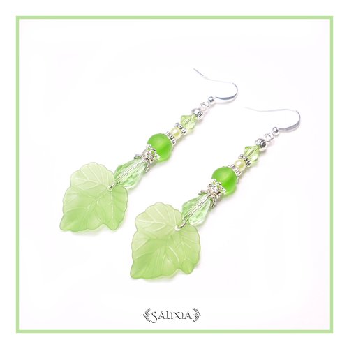 Boucles d'oreilles cristal, perles sea glass crochets en acier inoxydable (#bo115)