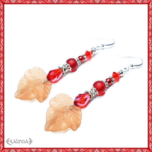 Boucles d'oreilles cristal, perles sea glass crochets en acier inoxydable (#bo116)