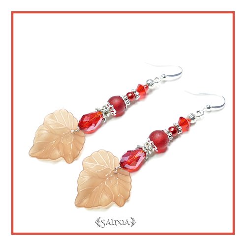 Boucles d'oreilles cristal, perles sea glass crochets en acier inoxydable (#bo116)