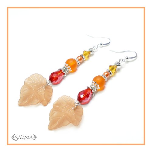 Boucles d'oreilles cristal, perles sea glass crochets en acier inoxydable (#bo117)
