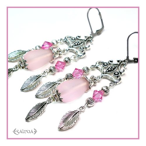 Boucles d'oreilles cristal, goutte sea glass dormeuses ou crochets en acier inoxydable au choix (#bo122)
