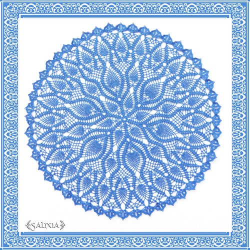 Napperon dentelle au crochet coloris bleu cobalt 44 cm